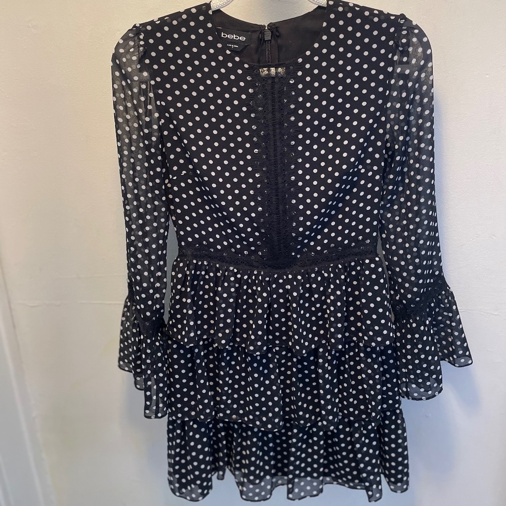 BEBE Polka Dot Ruffle Dress